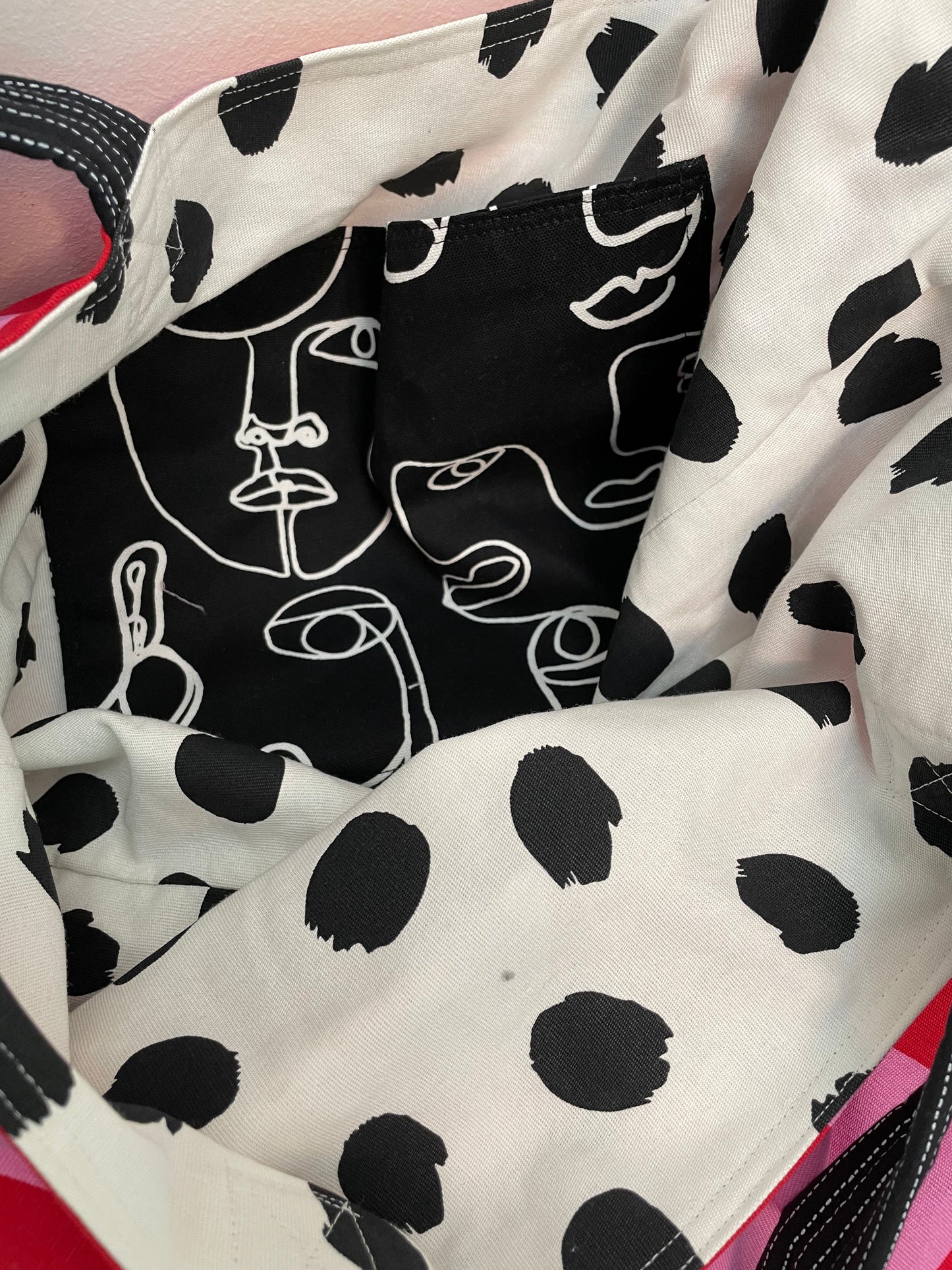 Red and Pink Make Me Wink Cotton Tote Bag