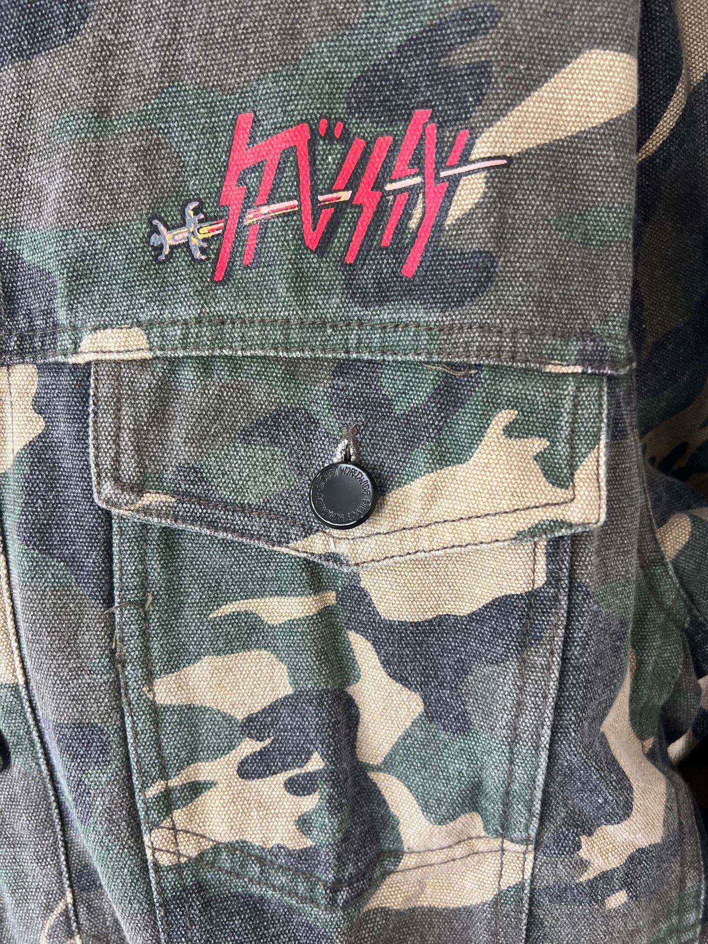 Vintage Stussy Camo Slayer Trucker Jacket