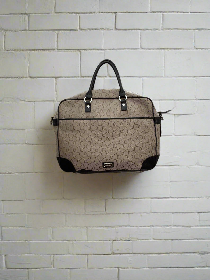 Oroton Monogram Fabric and Leather Laptop Bag