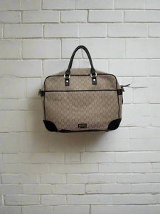 Oroton Monogram Fabric and Leather Laptop Bag