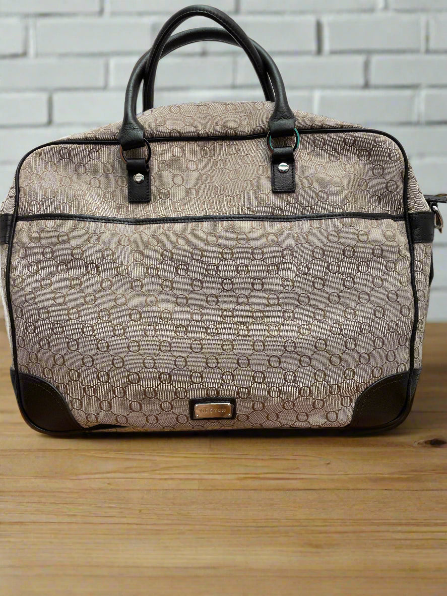 Oroton Monogram Fabric and Leather Laptop Bag