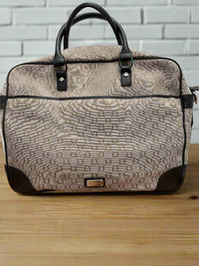Oroton Monogram Fabric and Leather Laptop Bag