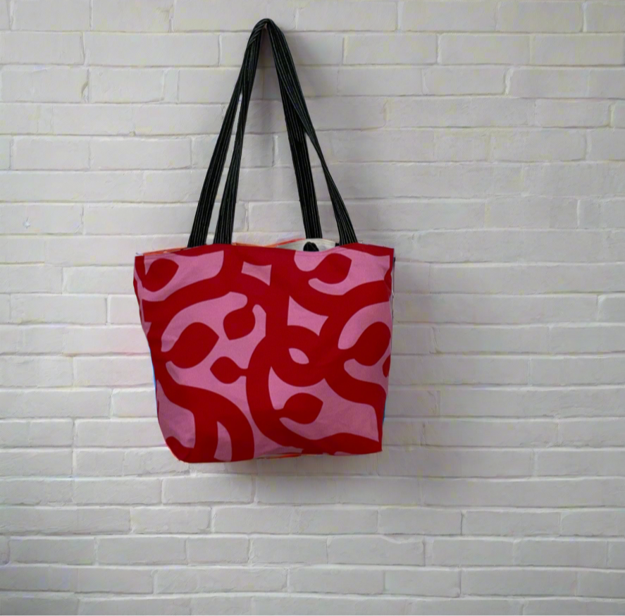 Red and Pink Make Me Wink Cotton Tote Bag