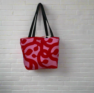 Red and Pink Make Me Wink Cotton Tote Bag