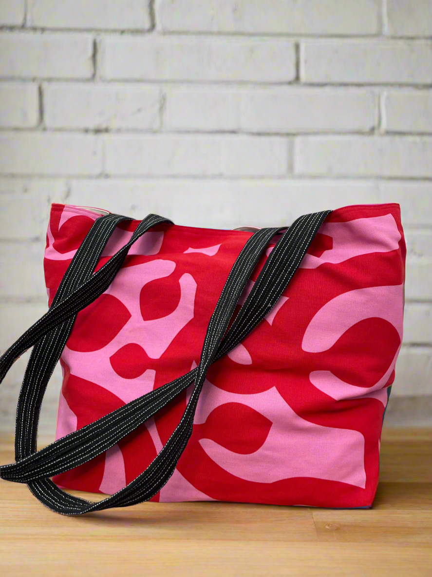 Red and Pink Make Me Wink Cotton Tote Bag