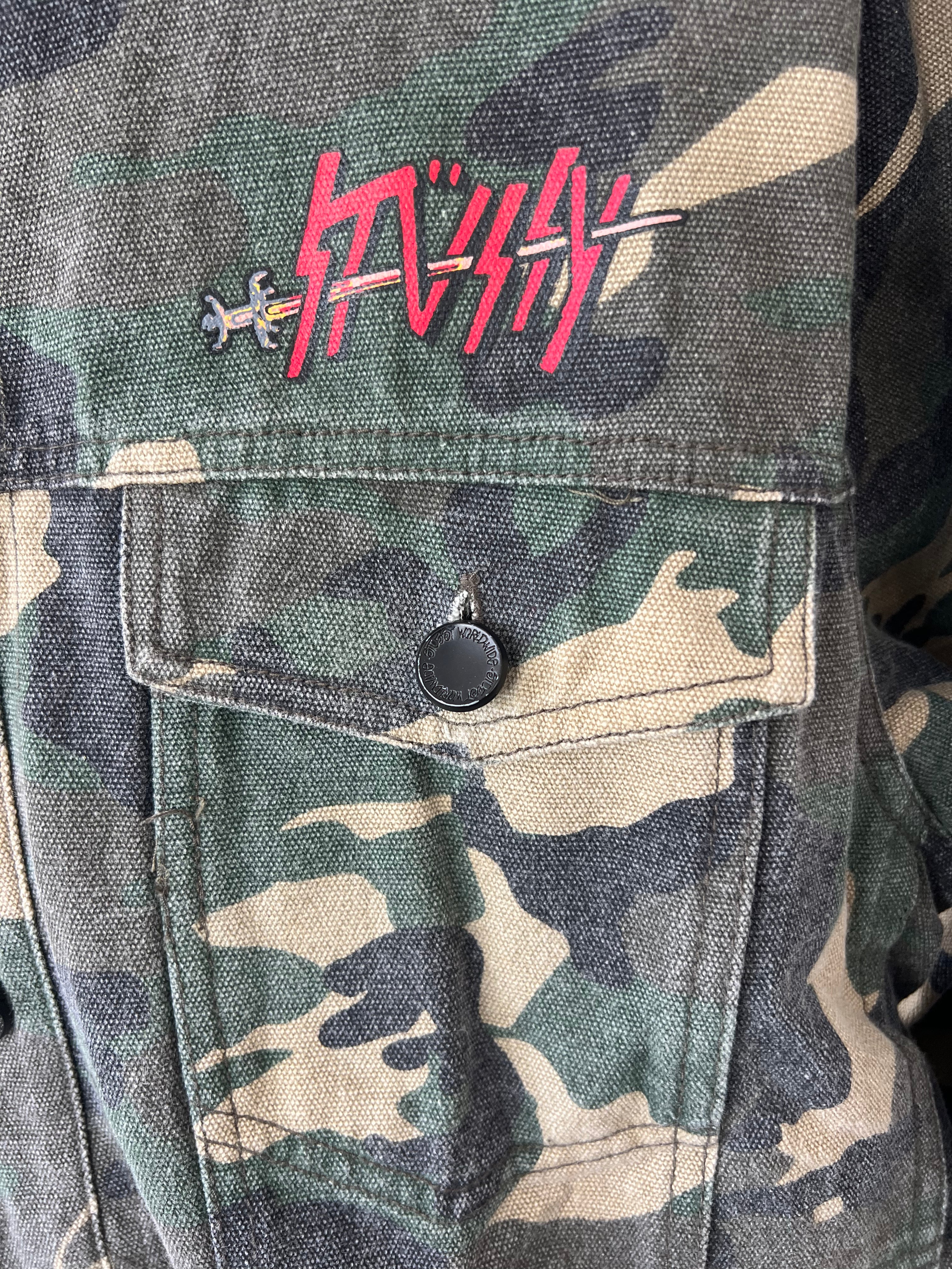 Vintage Stussy Camo Slayer Trucker Jacket