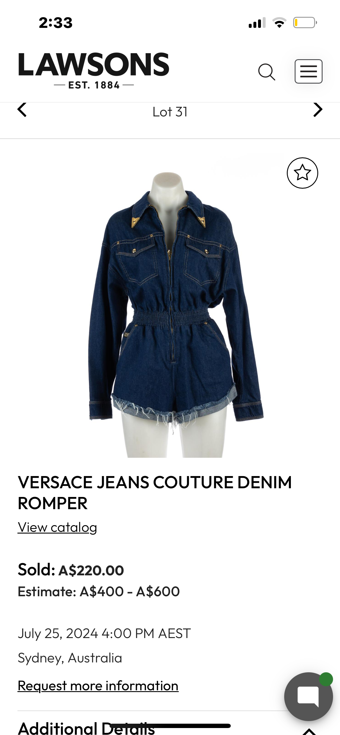 Versace Jeans Couture Denim Romper