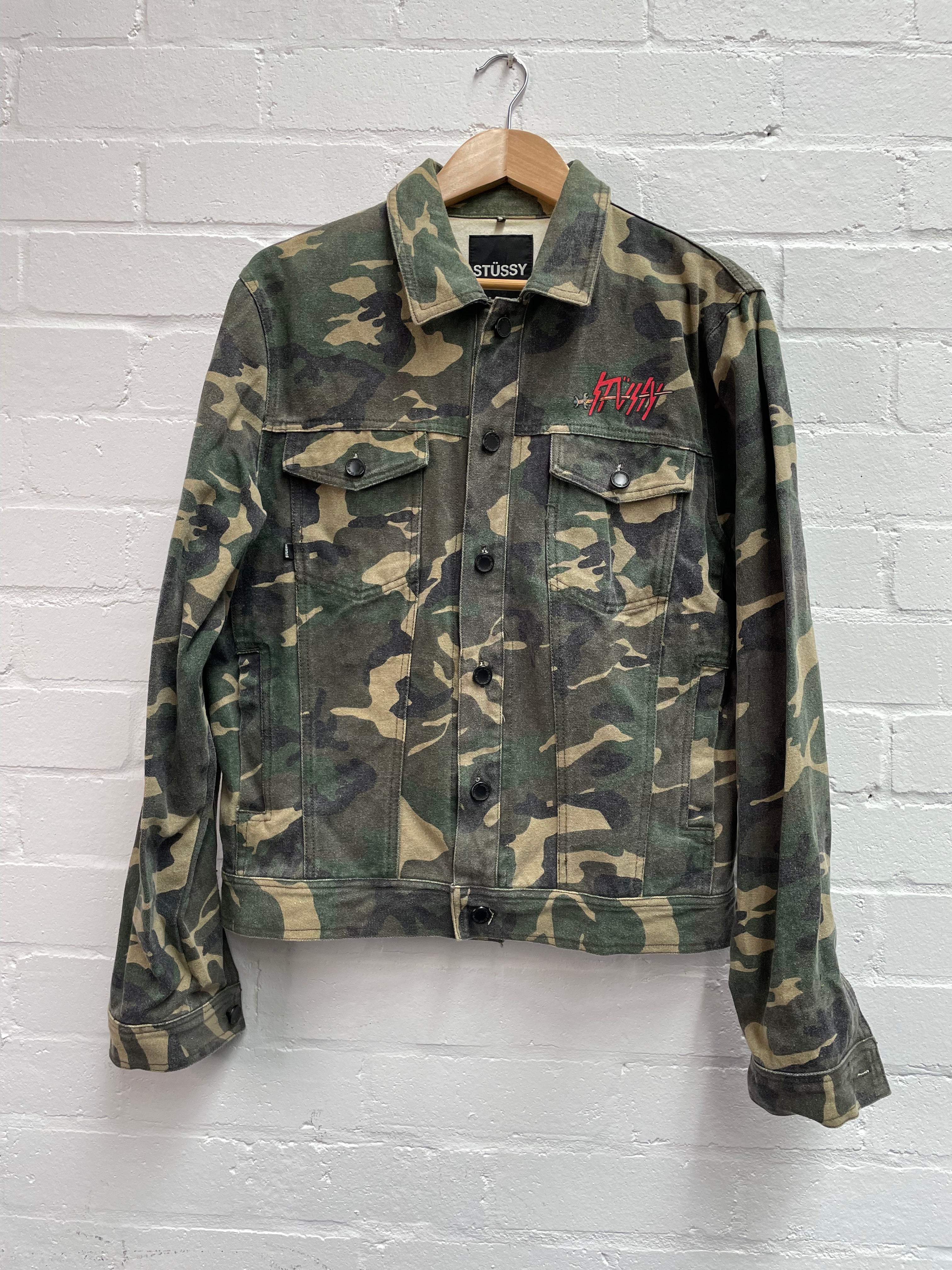 Vintage Stussy Camo Slayer Trucker Jacket