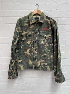 Vintage Stussy Camo Slayer Trucker Jacket