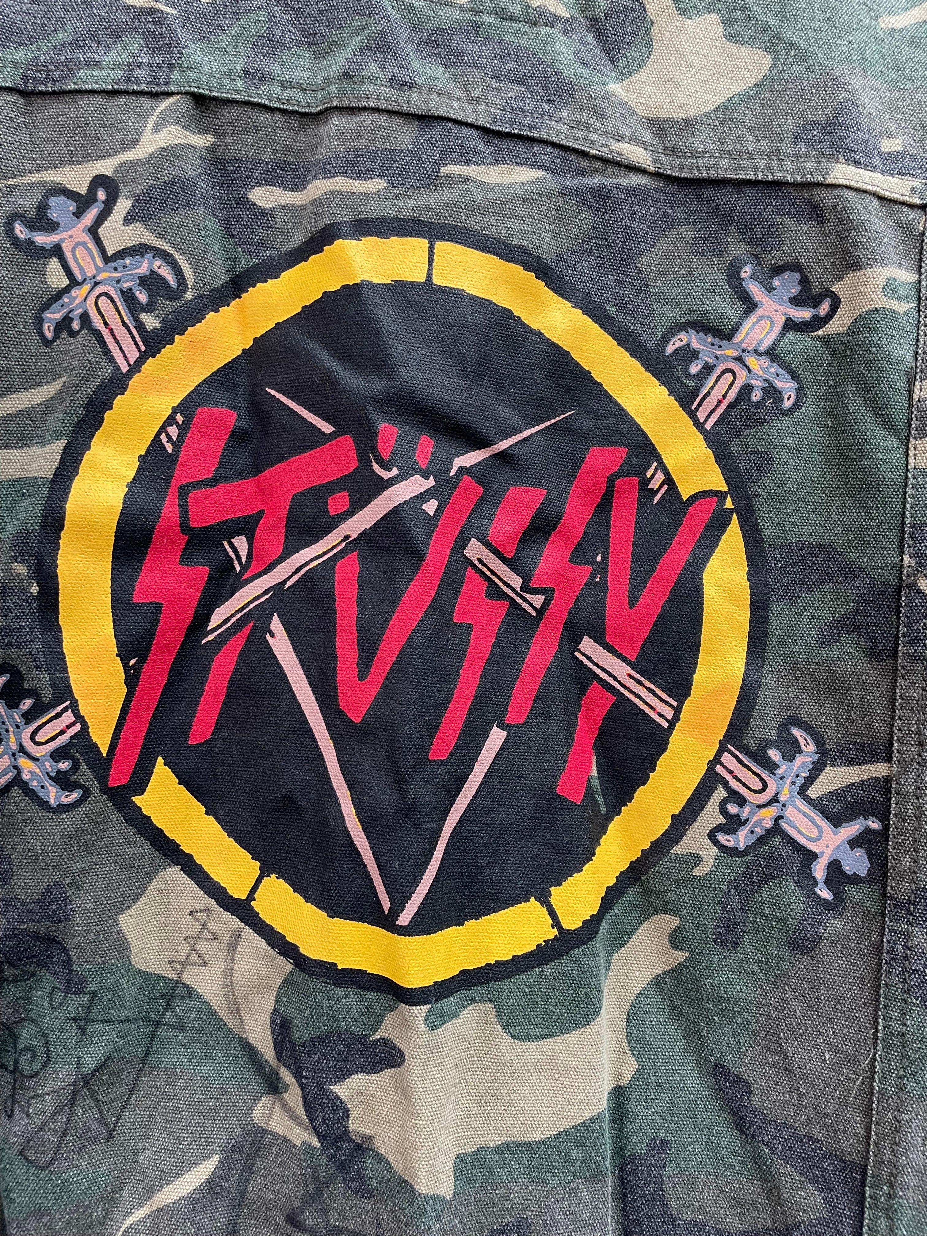 Vintage Stussy Camo Slayer Trucker Jacket