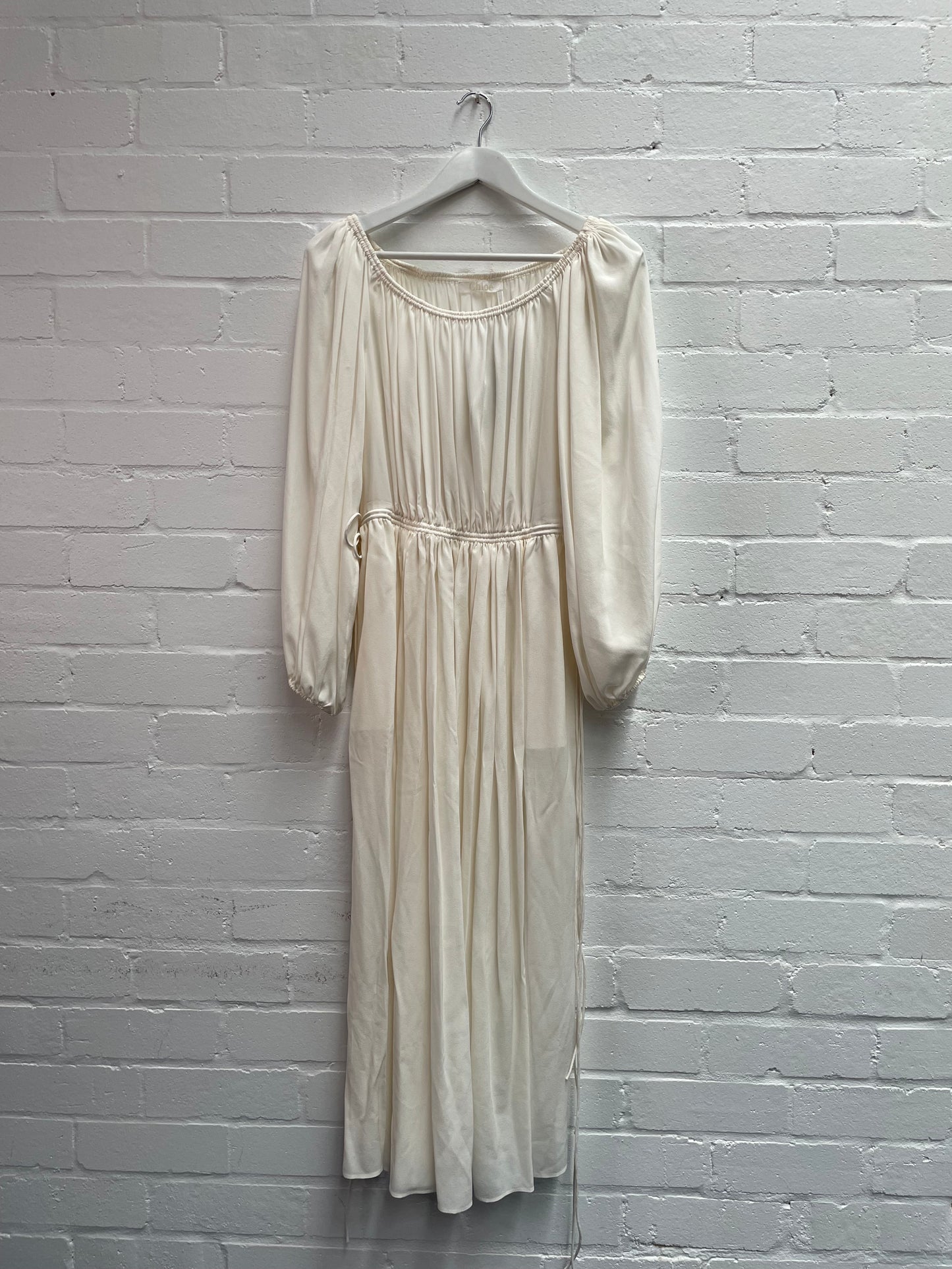 Chloé Off The Should Crepe De Chine Dress Midi Dress