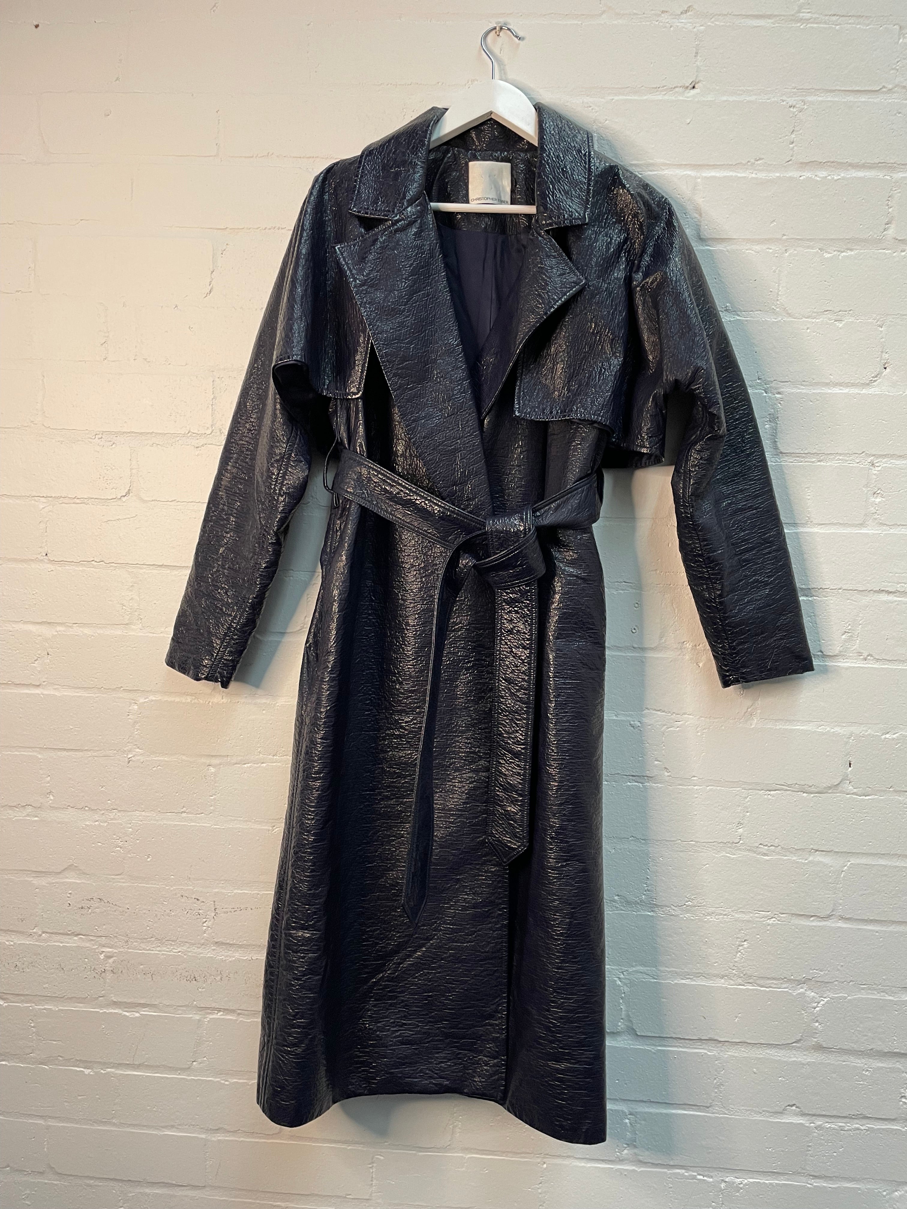 Christopher Esber Rippled Faux Leather Trench Coat